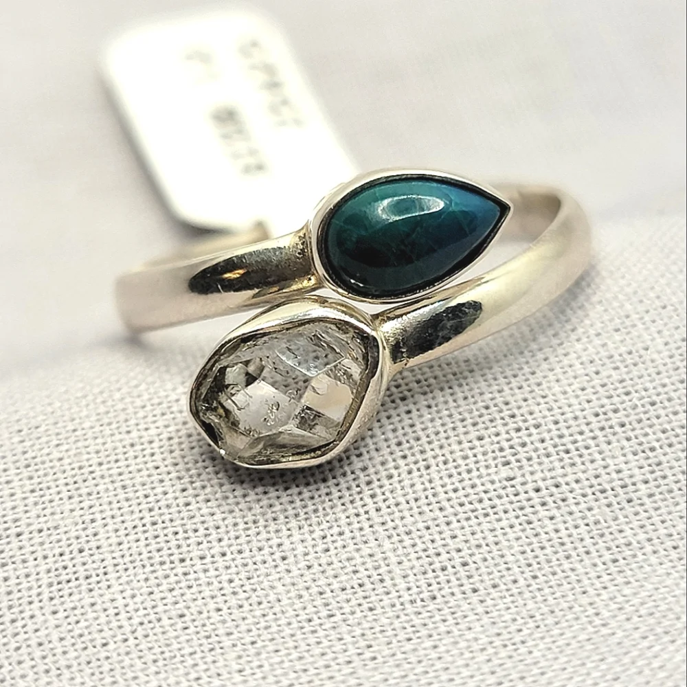 Herkimer Diamond Chrysocolla Sterling Silver Ring Signed Nugent Jewelry …